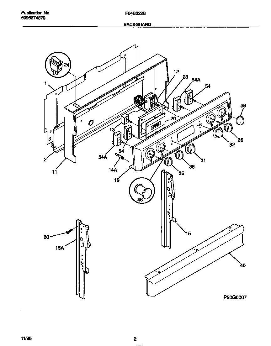 Frigidaire F04B322BWC backguard diagram