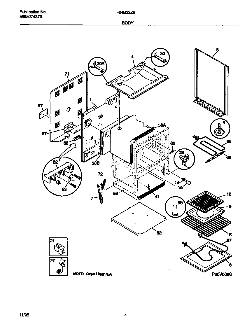 Frigidaire F04B322BWC body diagram