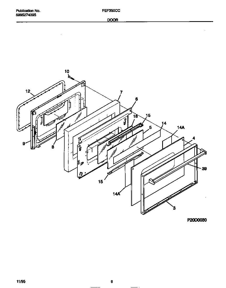 Frigidaire FEF350CCTD door diagram