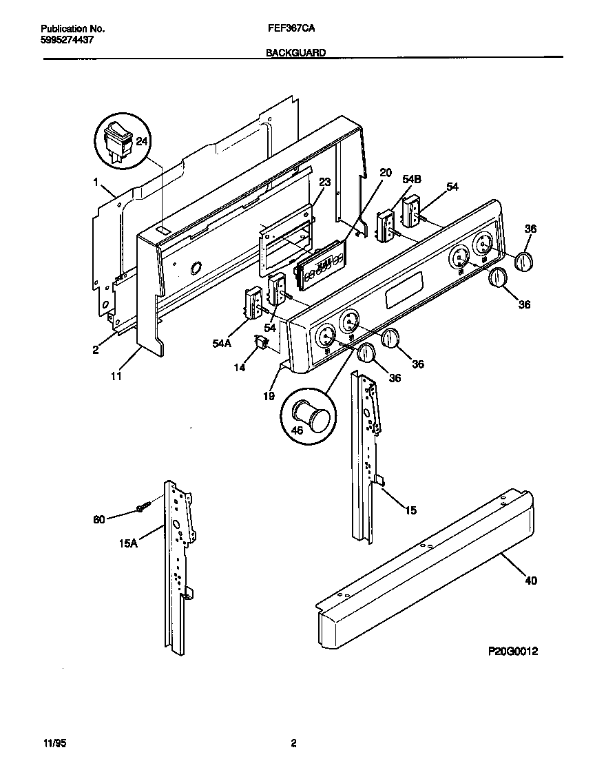 Frigidaire FEF367CABD backguard diagram
