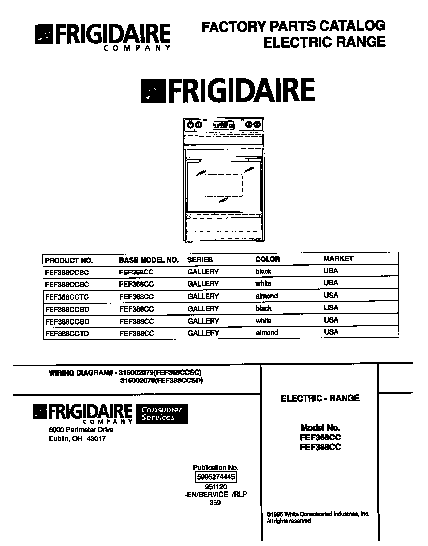 Frigidaire FEF388CCBD cover diagram