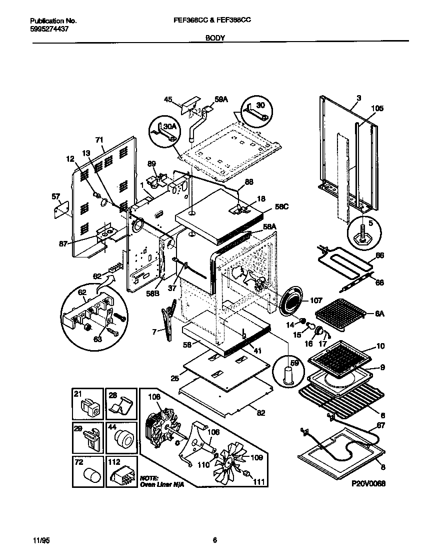 Frigidaire FEF388CCBD body diagram