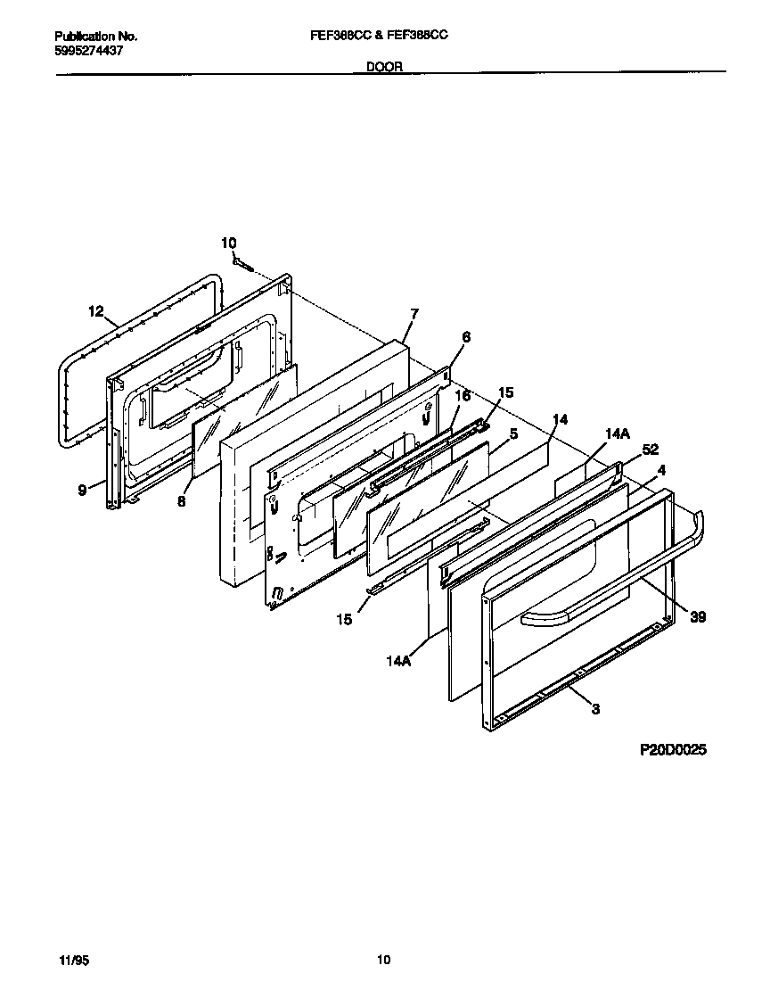 Frigidaire FEF388CCBD door diagram