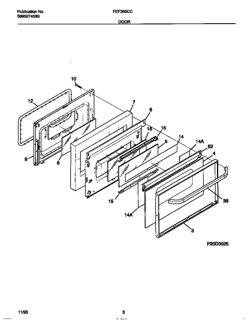 Frigidaire FEF385CCSD door diagram