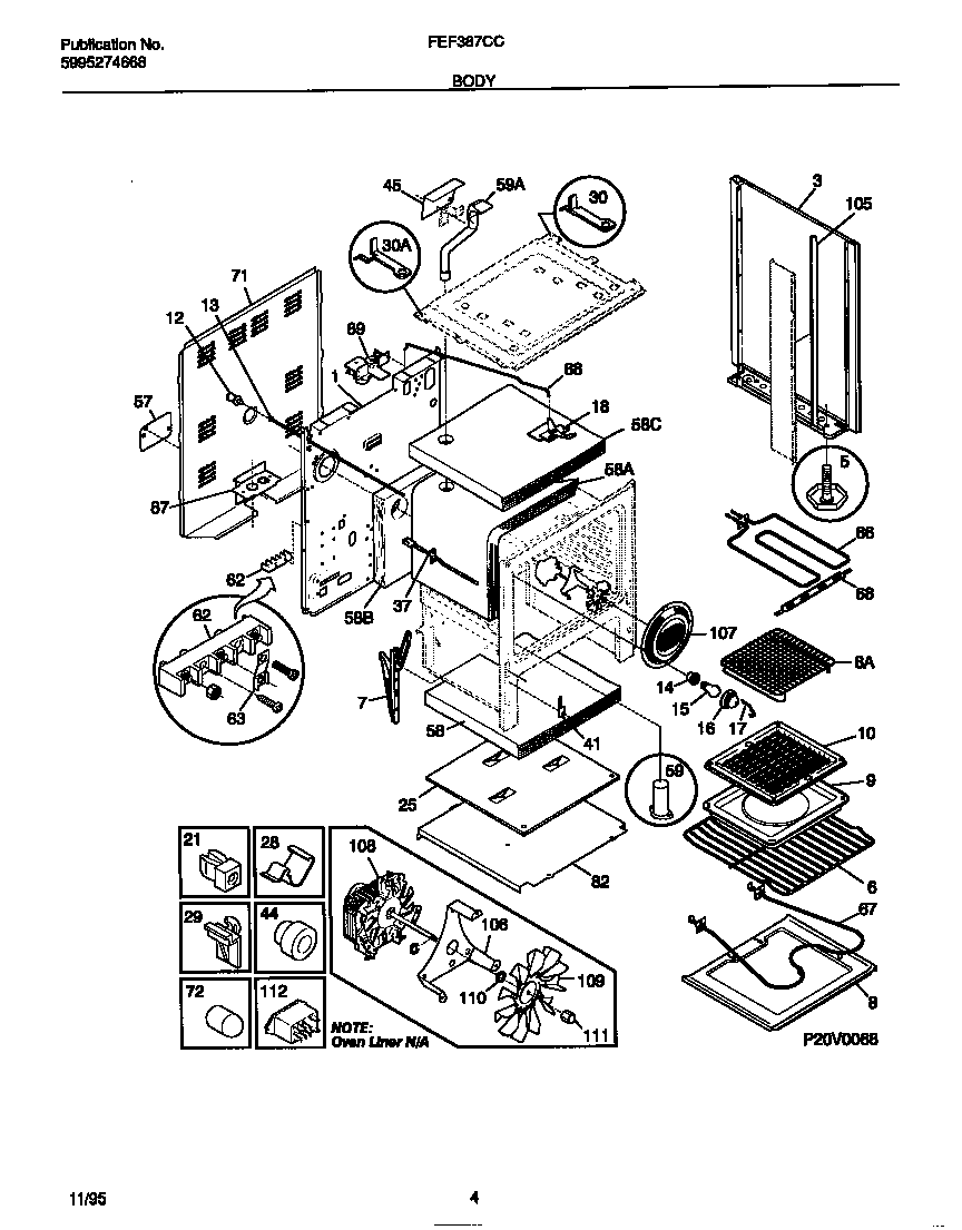 Frigidaire FEF387CCTD body diagram