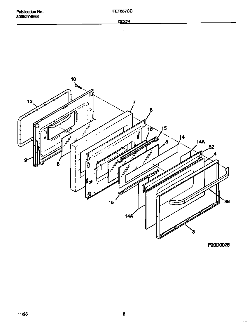 Frigidaire FEF387CCTD door diagram
