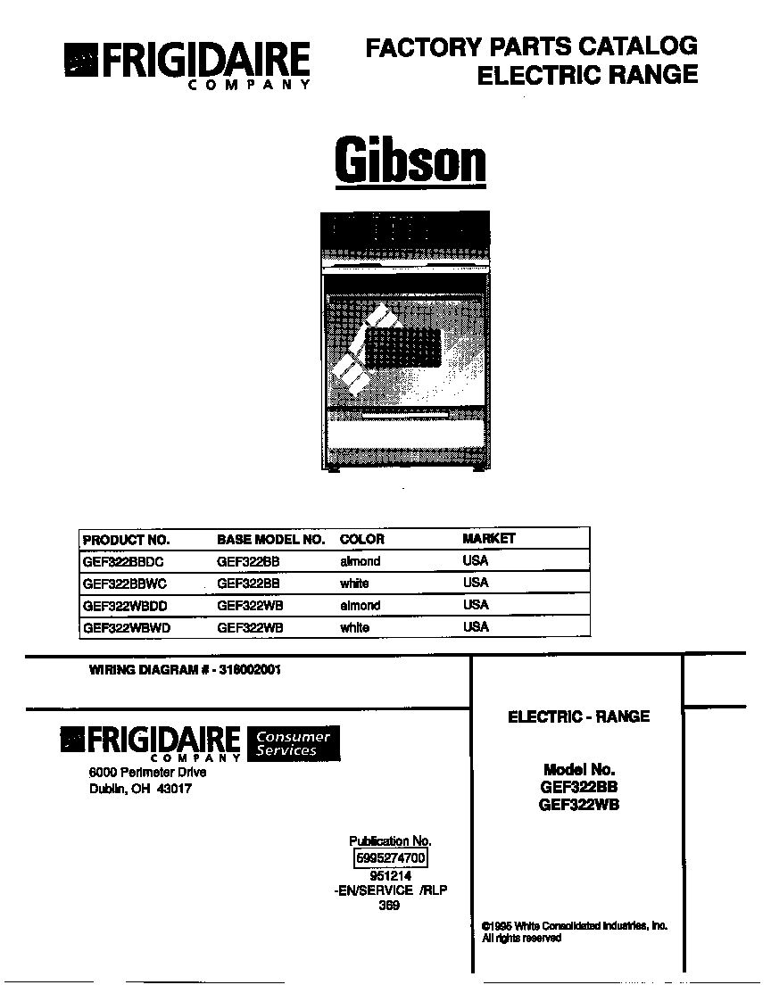 Gibson GEF322BBDC cover diagram