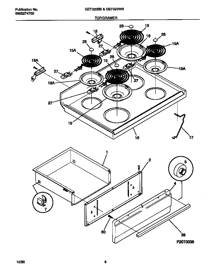 Gibson GEF322BBDC top/drawer diagram