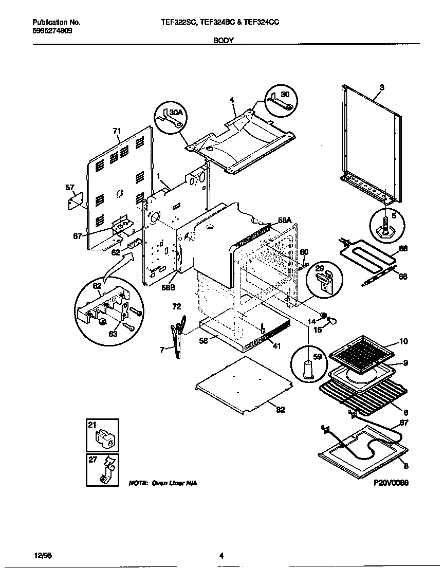 Tappan TEF324BCWB body diagram