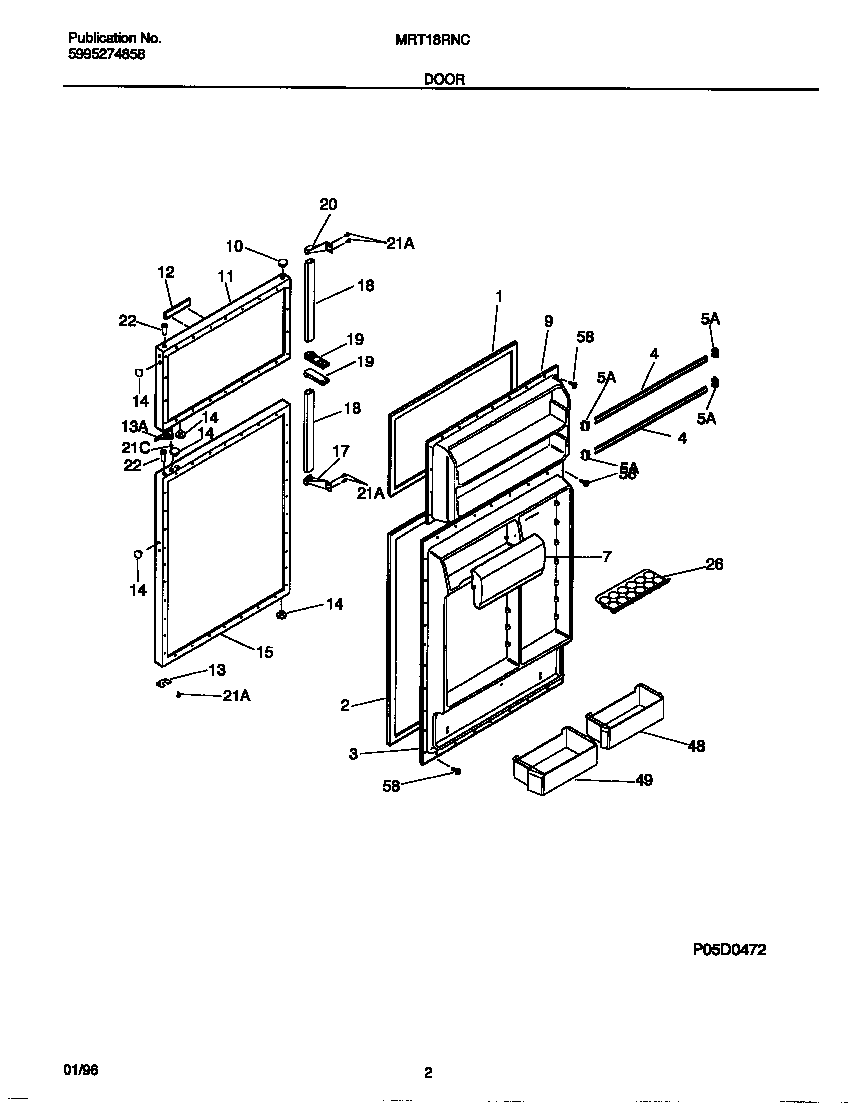 Universal/Multiflex (Frigidaire) MRT18RNCW0 door diagram