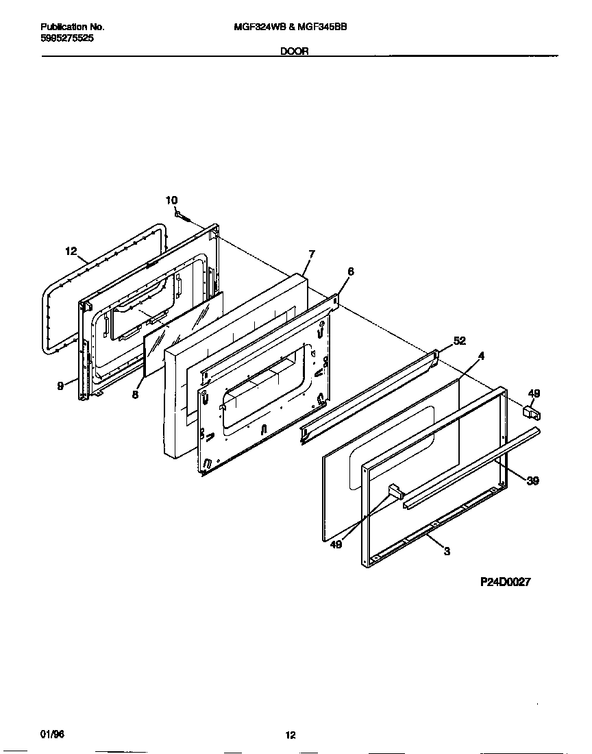 Universal/Multiflex (Frigidaire) MGF345BBWD door diagram