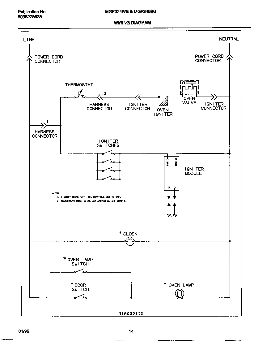 Universal/Multiflex (Frigidaire) MGF345BBWD wiring diagram diagram