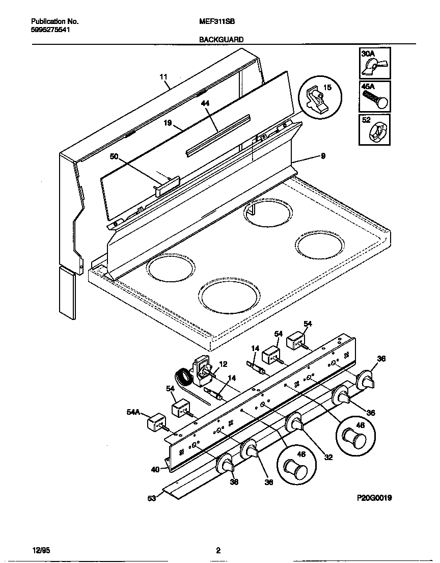 Universal/Multiflex (Frigidaire) MEF311SBDD backguard diagram