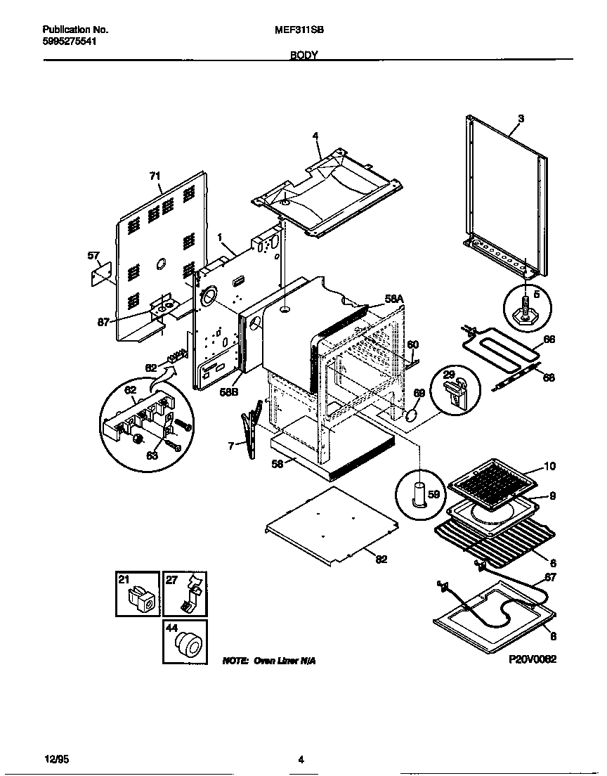 Universal/Multiflex (Frigidaire) MEF311SBDD body diagram