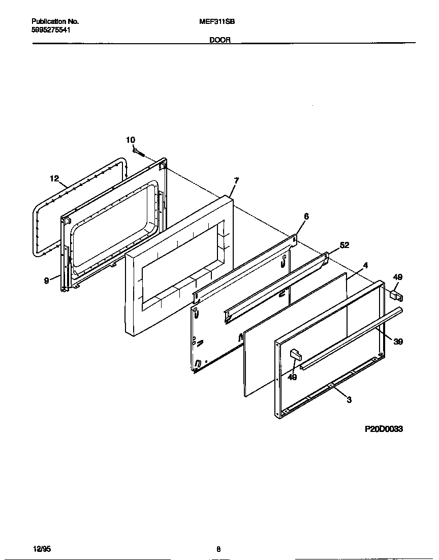 Universal/Multiflex (Frigidaire) MEF311SBDD door diagram