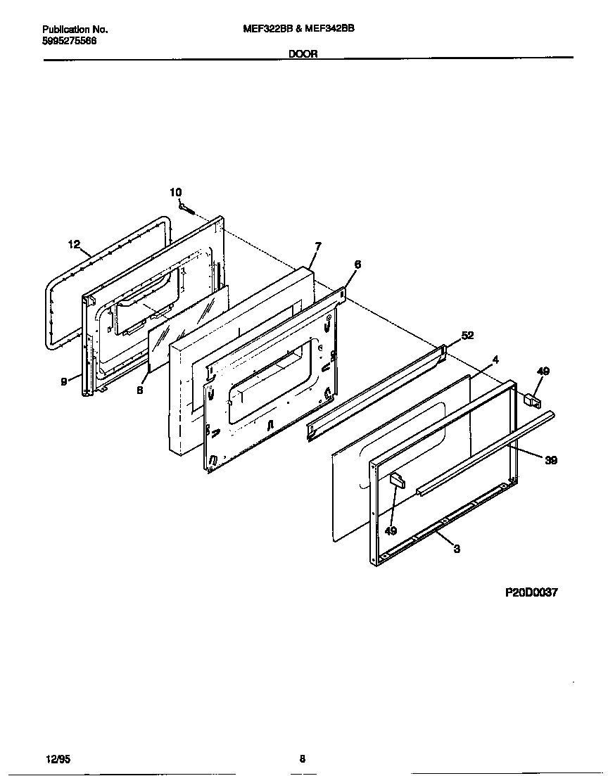 Universal/Multiflex (Frigidaire) MEF322BBDE door diagram