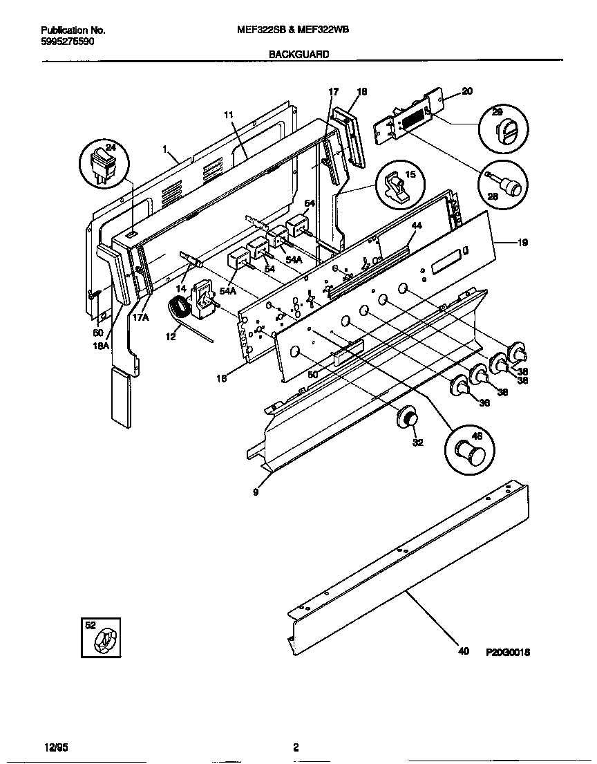 Universal/Multiflex (Frigidaire) MEF322SBWE backguard diagram