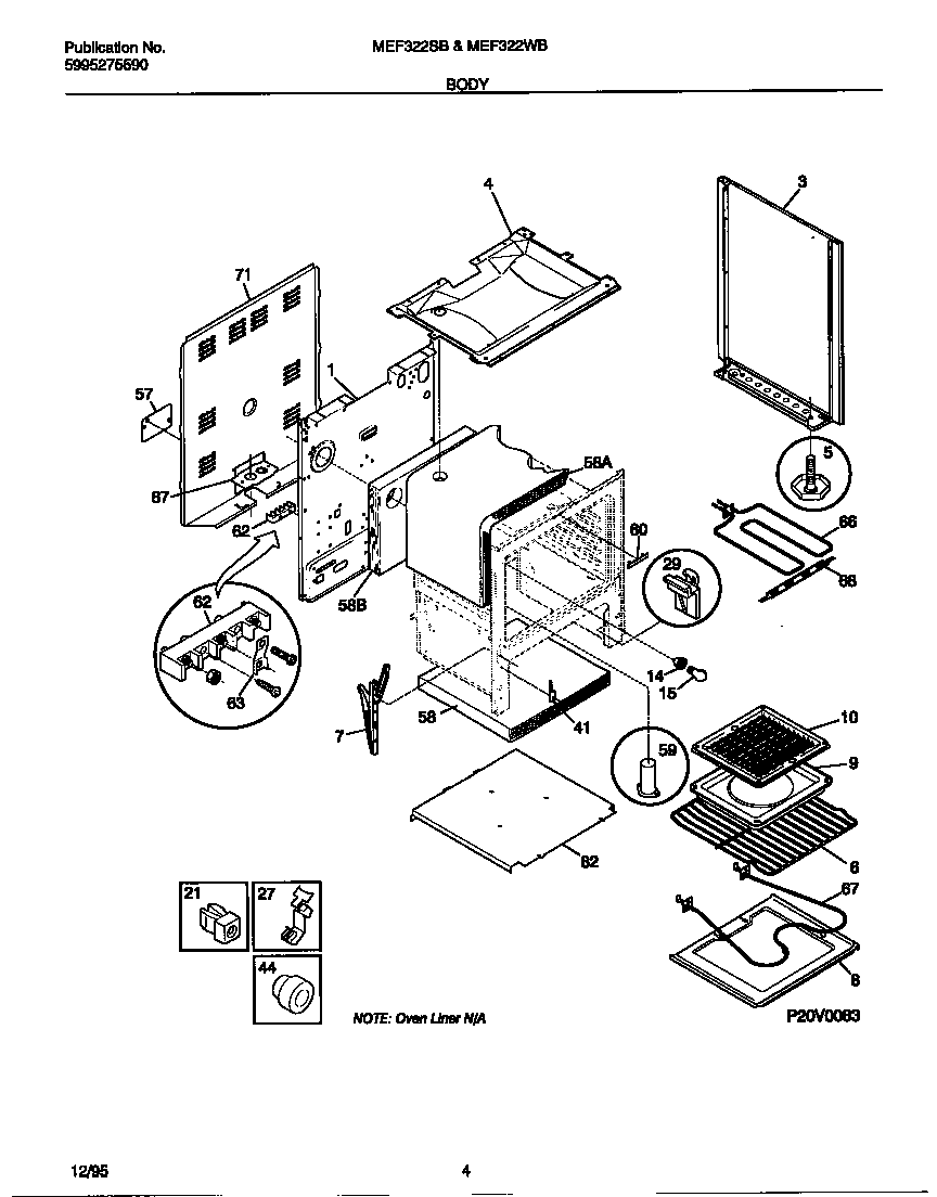 Universal/Multiflex (Frigidaire) MEF322SBWE body diagram