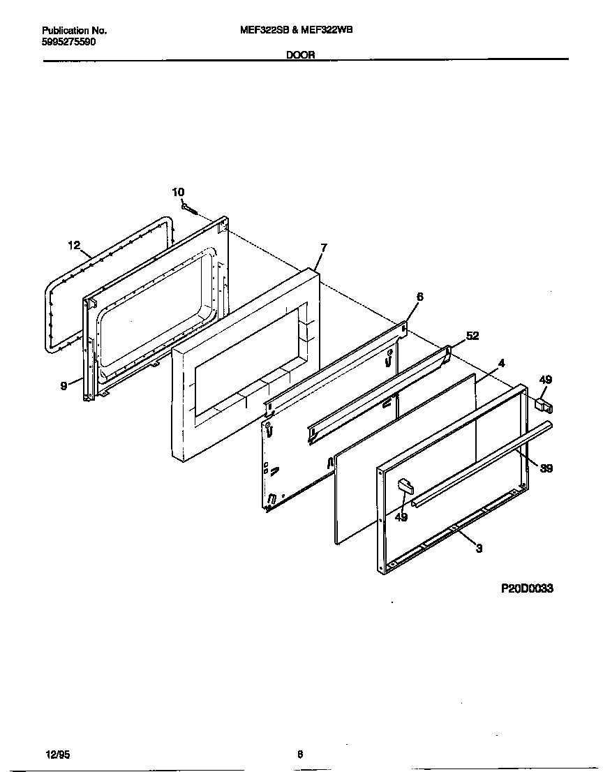 Universal/Multiflex (Frigidaire) MEF322SBWE door diagram