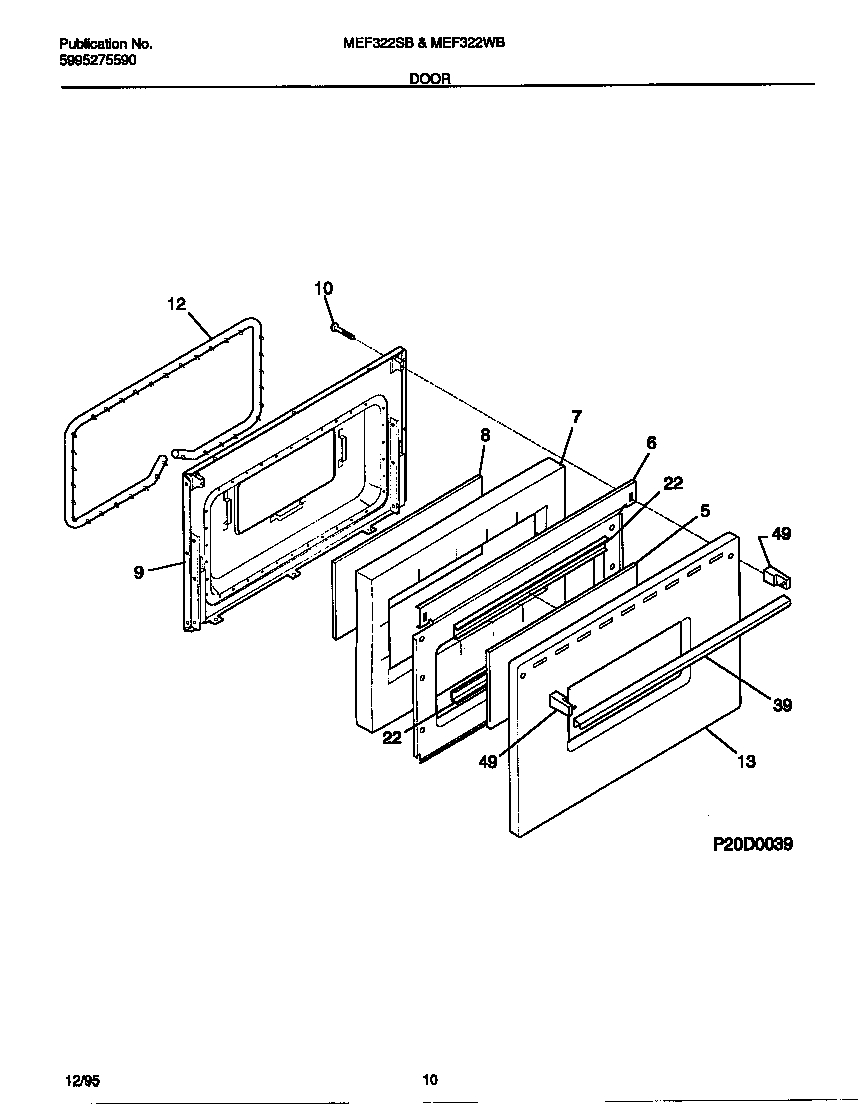 Universal/Multiflex (Frigidaire) MEF322SBWE door diagram