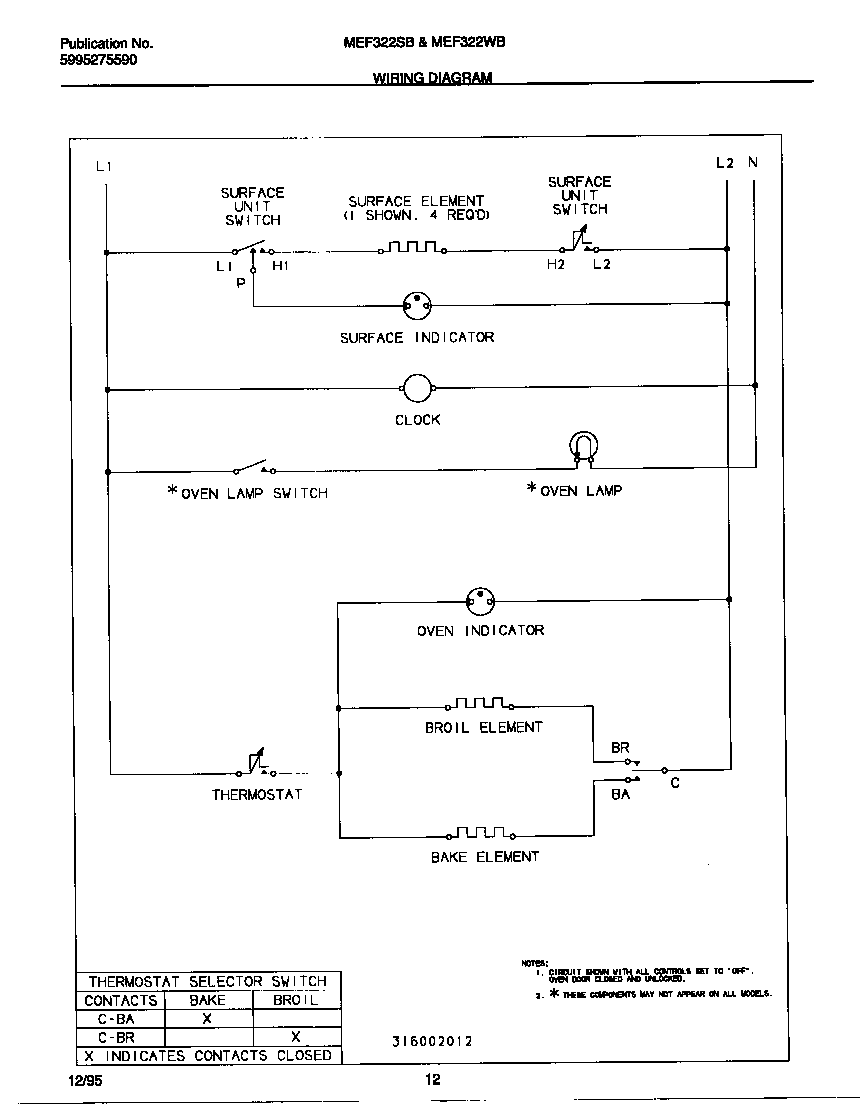 Universal/Multiflex (Frigidaire) MEF322SBWE wiring diagram diagram