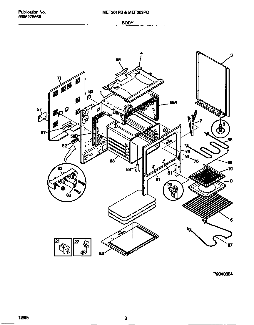Universal/Multiflex (Frigidaire) MEF301PBDF body diagram