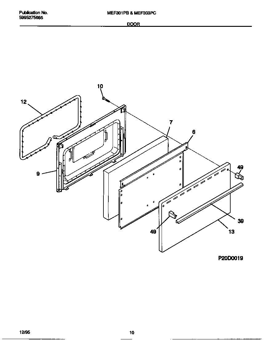 Universal/Multiflex (Frigidaire) MEF301PBDF door diagram