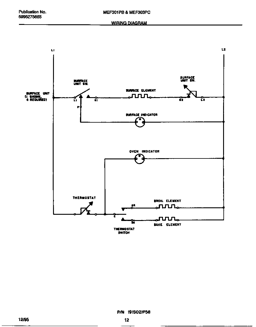 Universal/Multiflex (Frigidaire) MEF301PBDF wiring diagram diagram