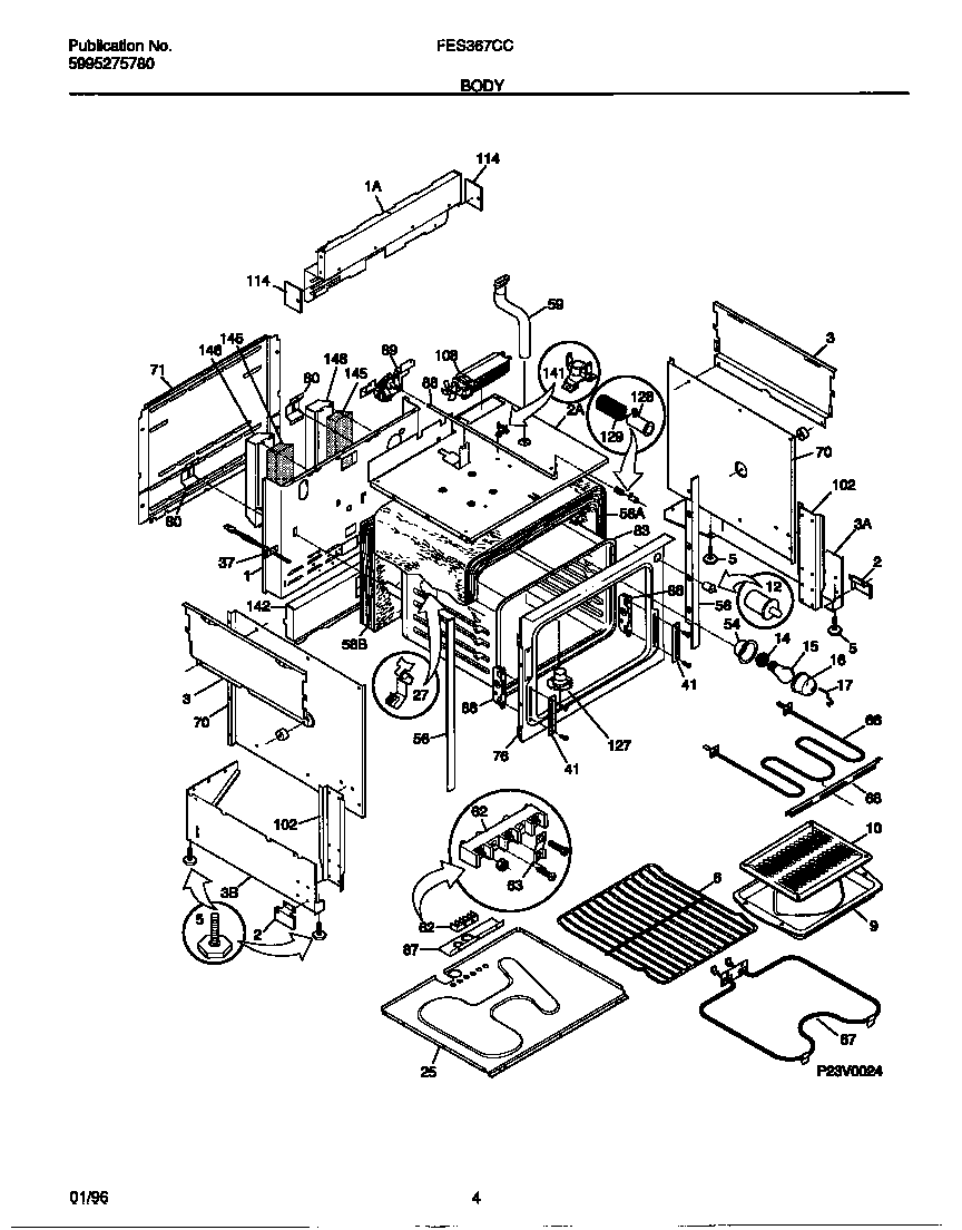 Frigidaire FES367CCBC body diagram