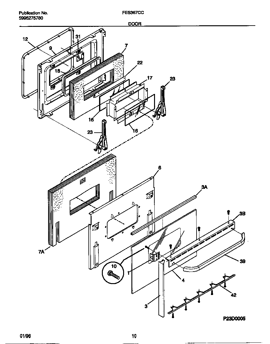 Frigidaire FES367CCBC door diagram