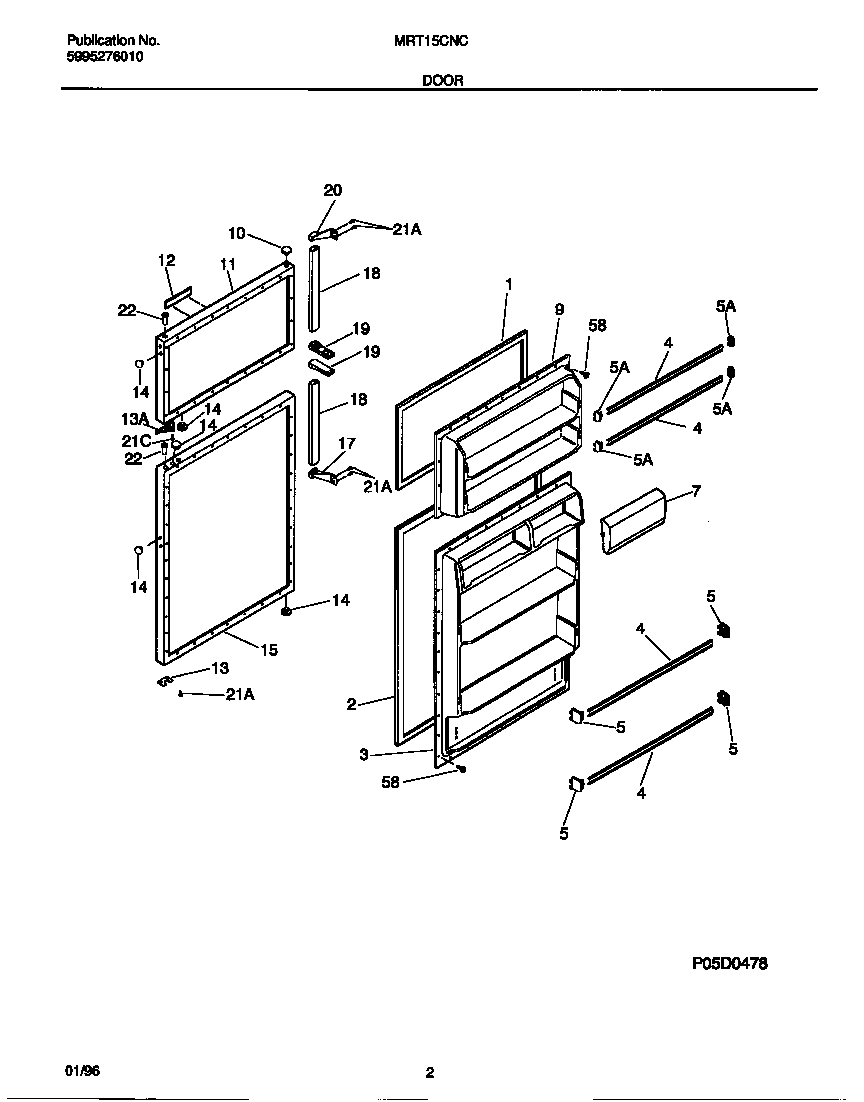 Universal/Multiflex (Frigidaire) MRT15CNCD1 door diagram