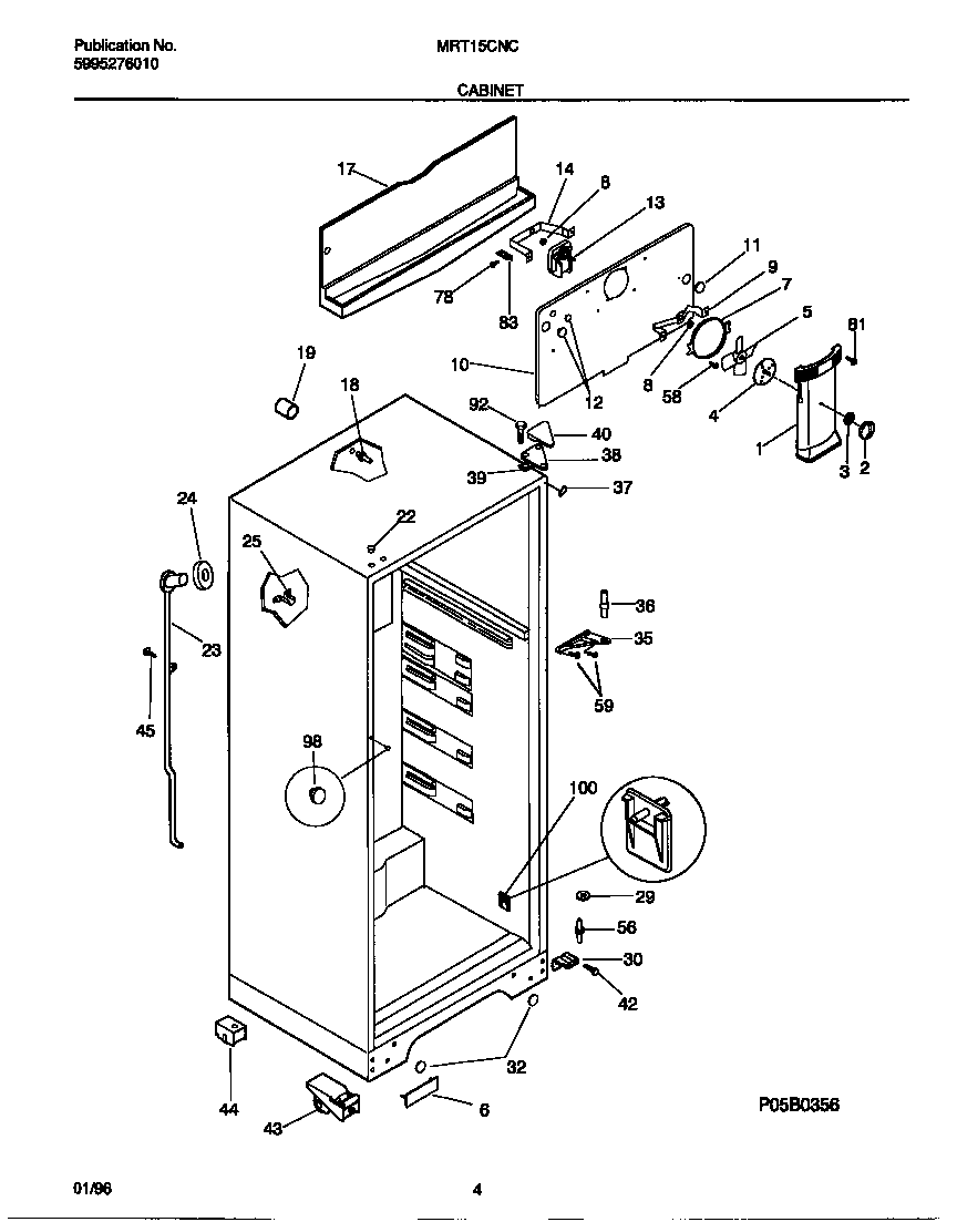 Universal/Multiflex (Frigidaire) MRT15CNCD1 cabinet diagram