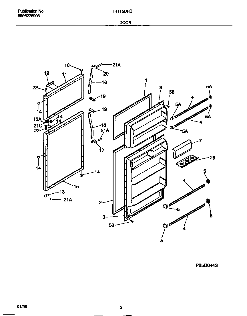 Tappan TRT15DRCD1 door diagram