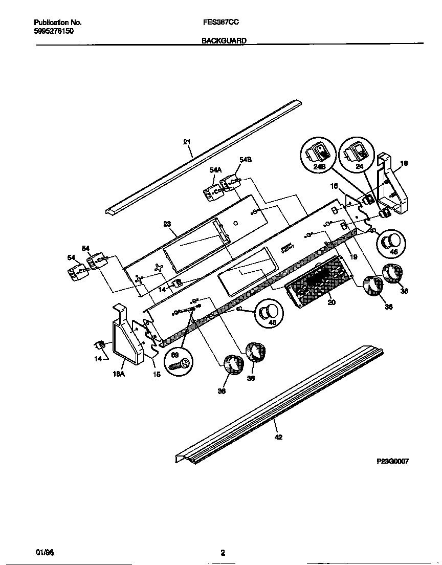 Frigidaire FES387CCSC backguard diagram