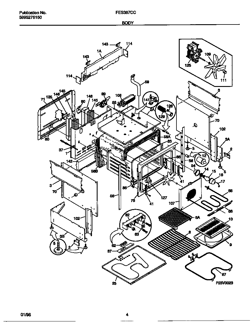 Frigidaire FES387CCSC body diagram