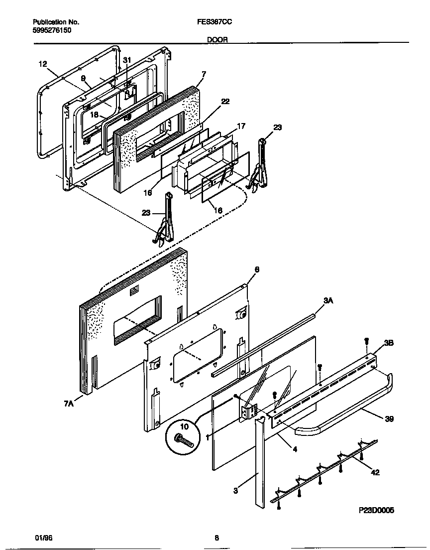 Frigidaire FES387CCSC door diagram