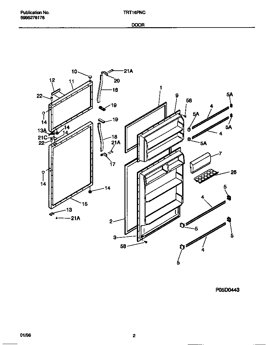 Tappan TRT16PNCD2 door diagram