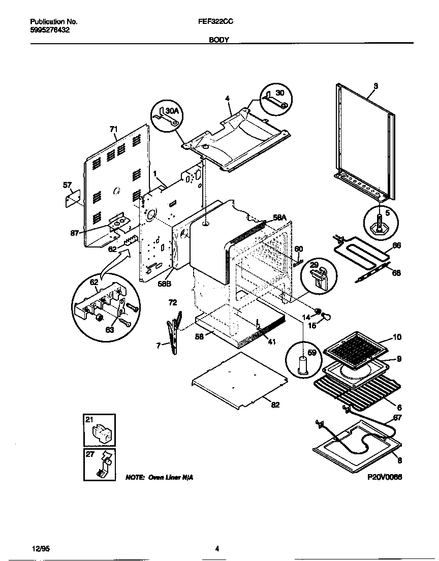 Frigidaire FEF322CCTC body diagram