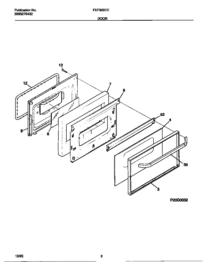 Frigidaire FEF322CCTC door diagram