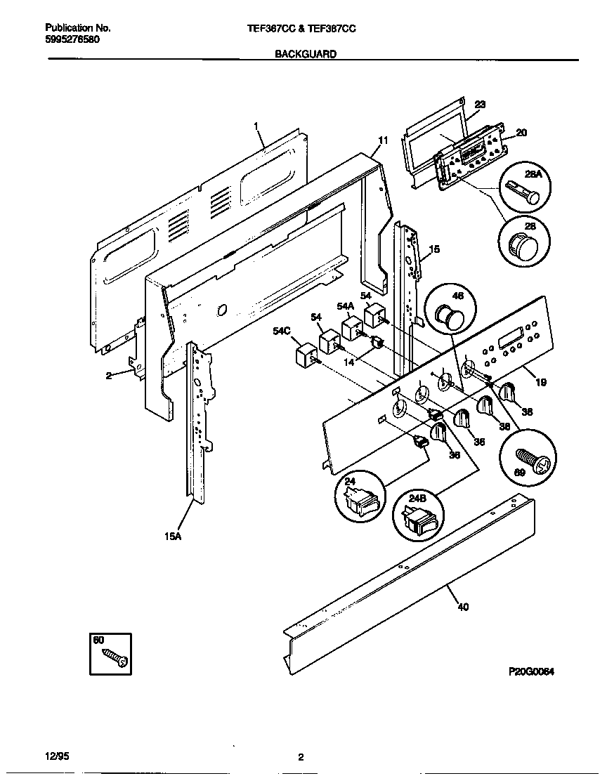 Tappan TEF367CCTB backguard diagram