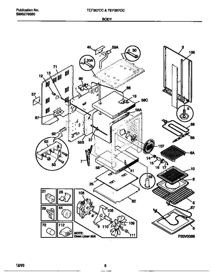 Tappan TEF367CCTB body diagram