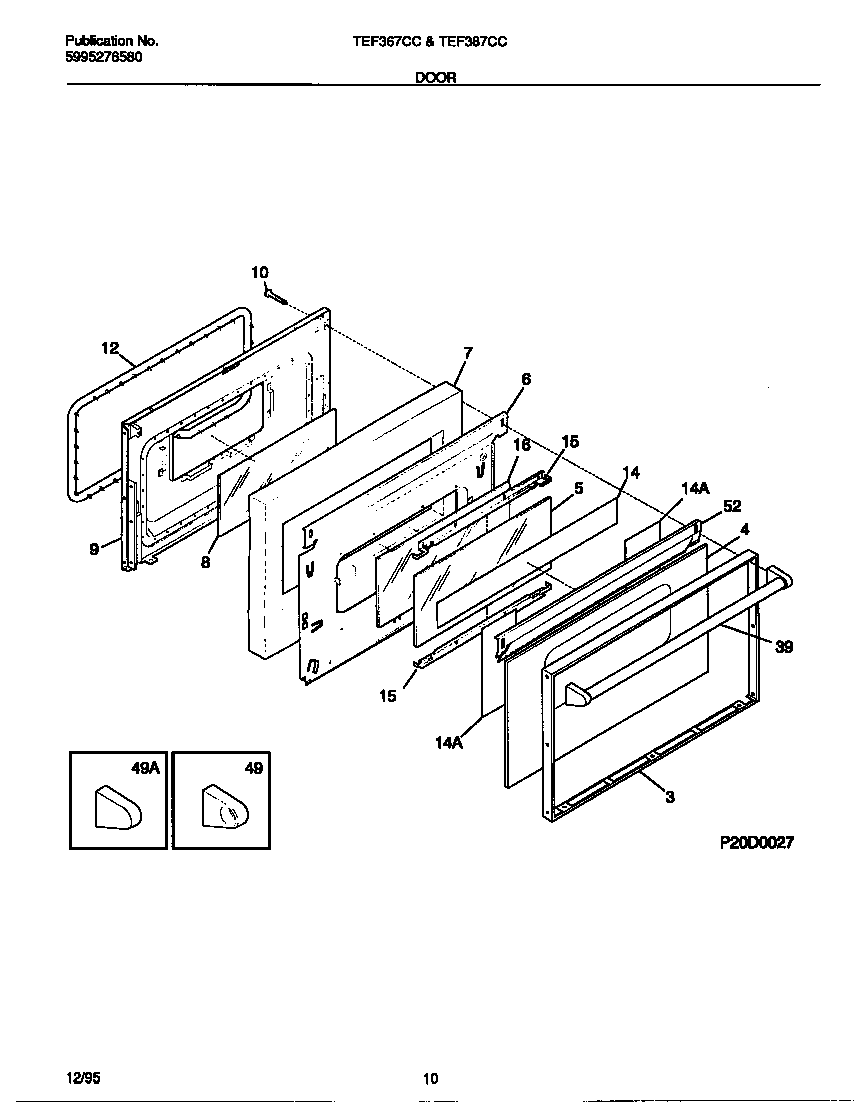 Tappan TEF367CCTB door diagram