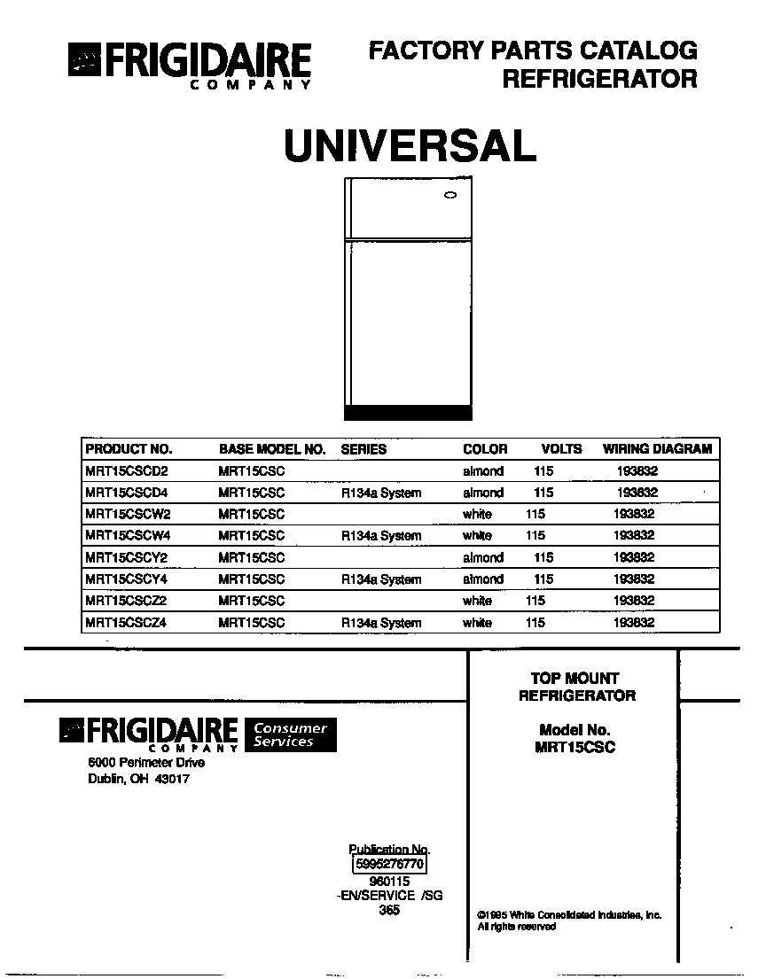 Kelvinator MRT15CSCD2 cover diagram