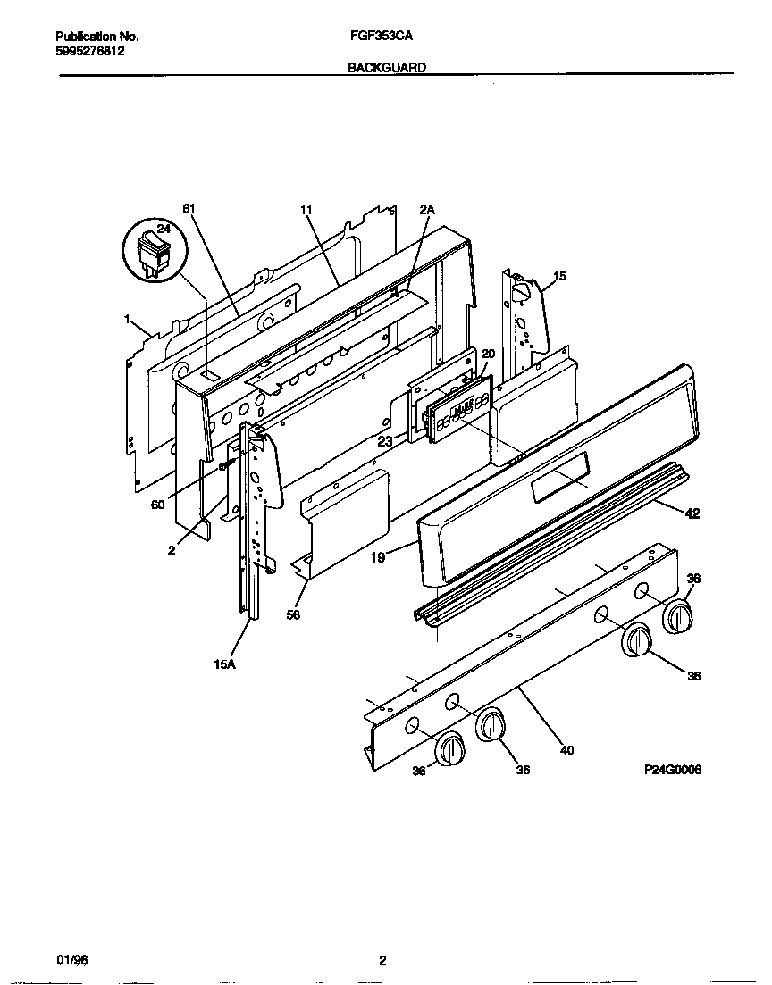 Frigidaire FGF353CATB backguard diagram