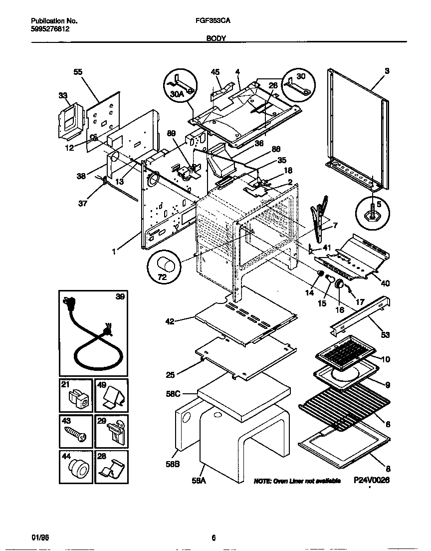 Frigidaire FGF353CATB body diagram