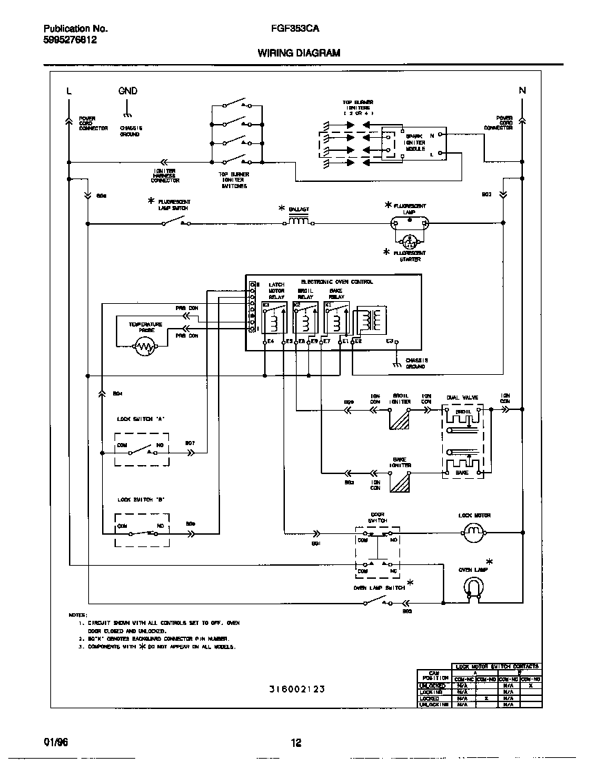 Frigidaire FGF353CATB wiring diagram diagram