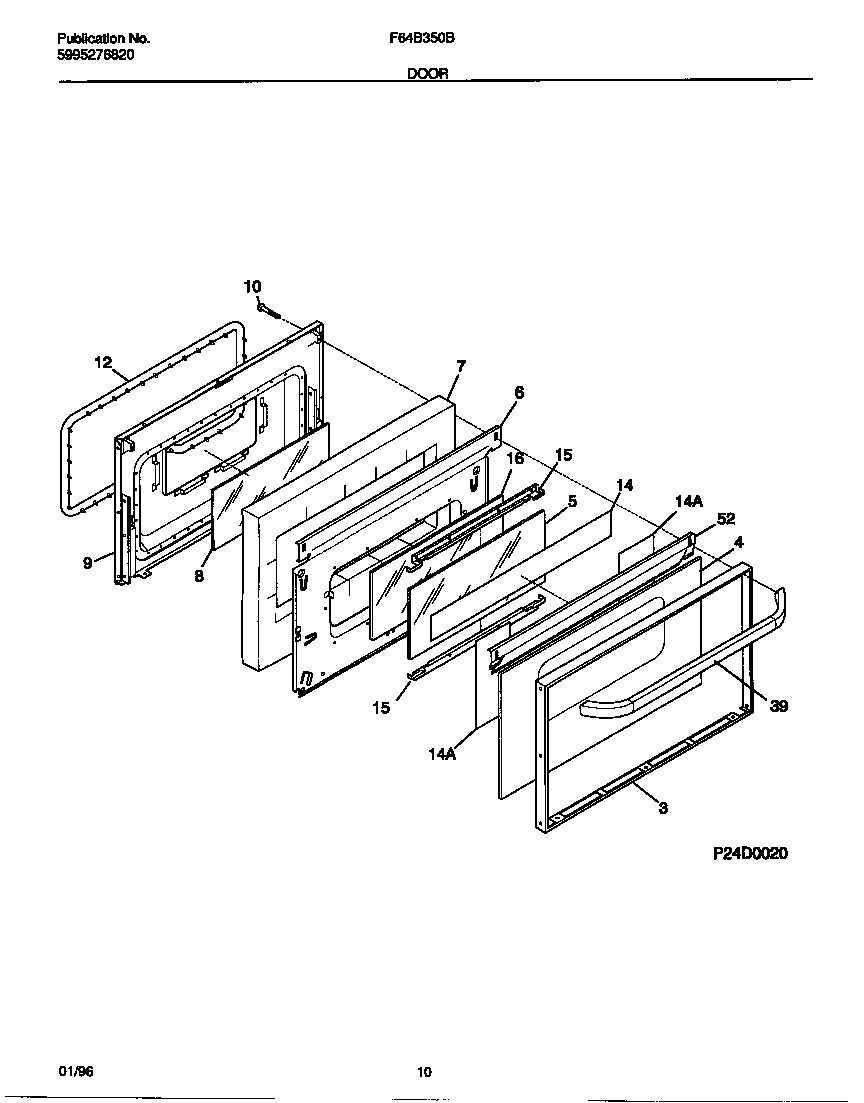 Frigidaire F64B350BWB door diagram