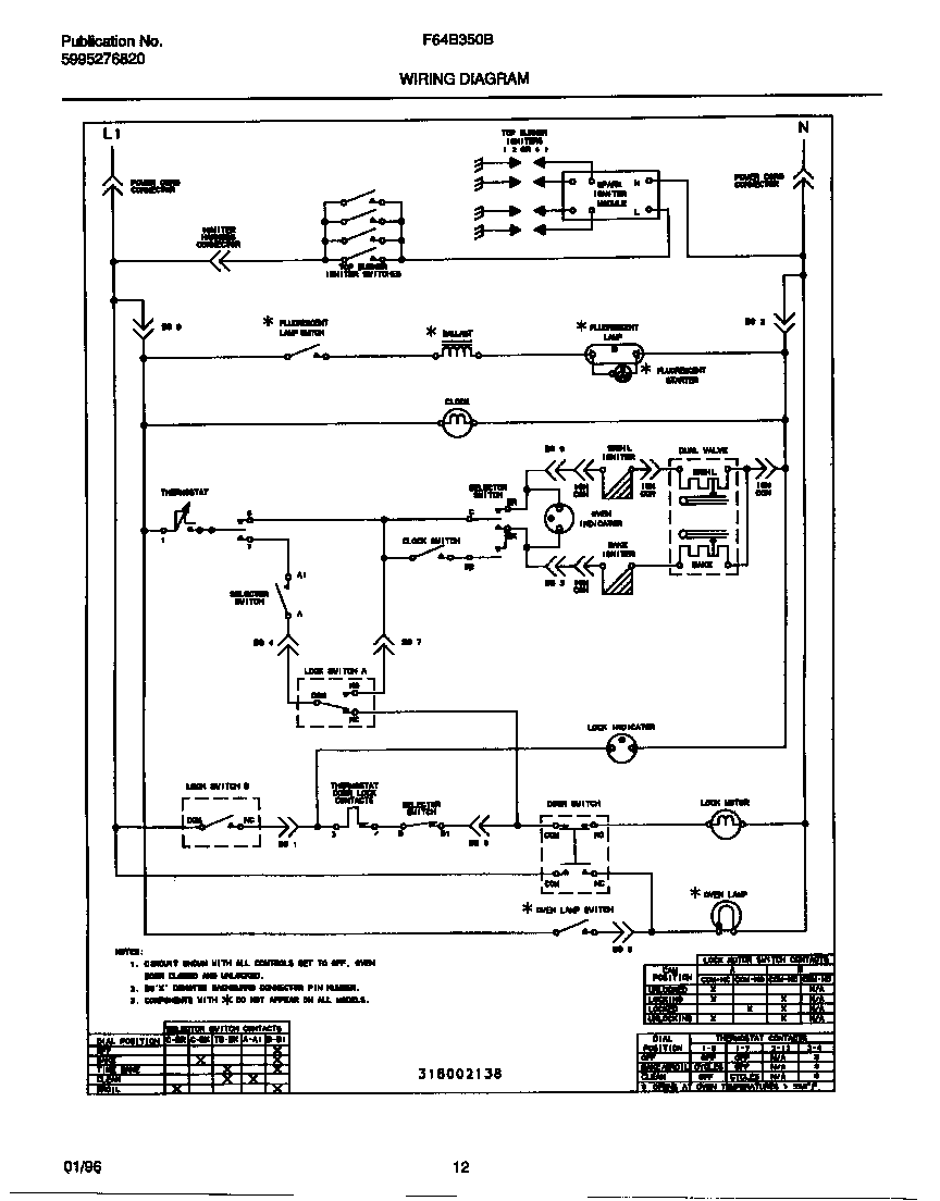 Frigidaire F64B350BWB wiring diagram diagram