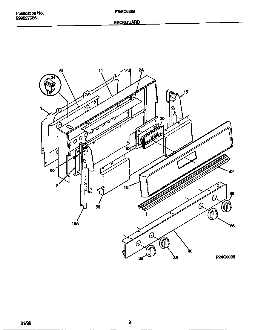 Frigidaire F64C353BSB backguard diagram