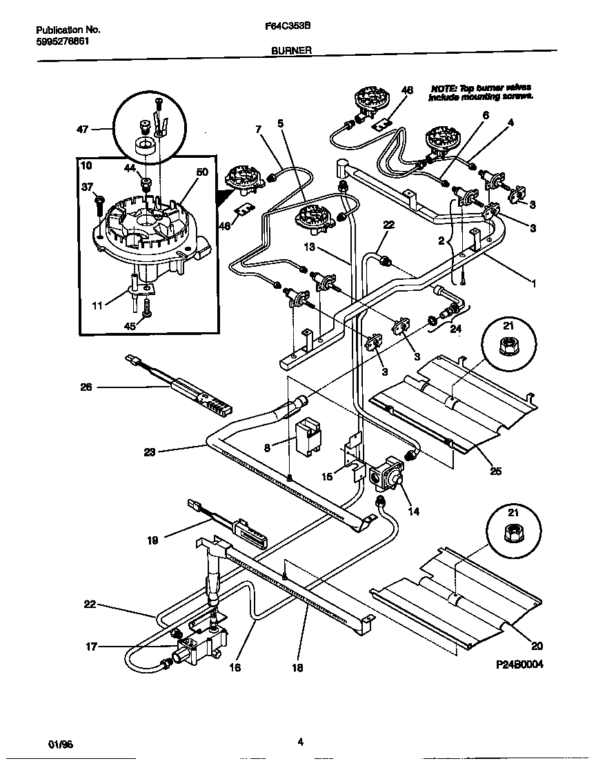 Frigidaire F64C353BSB burner diagram